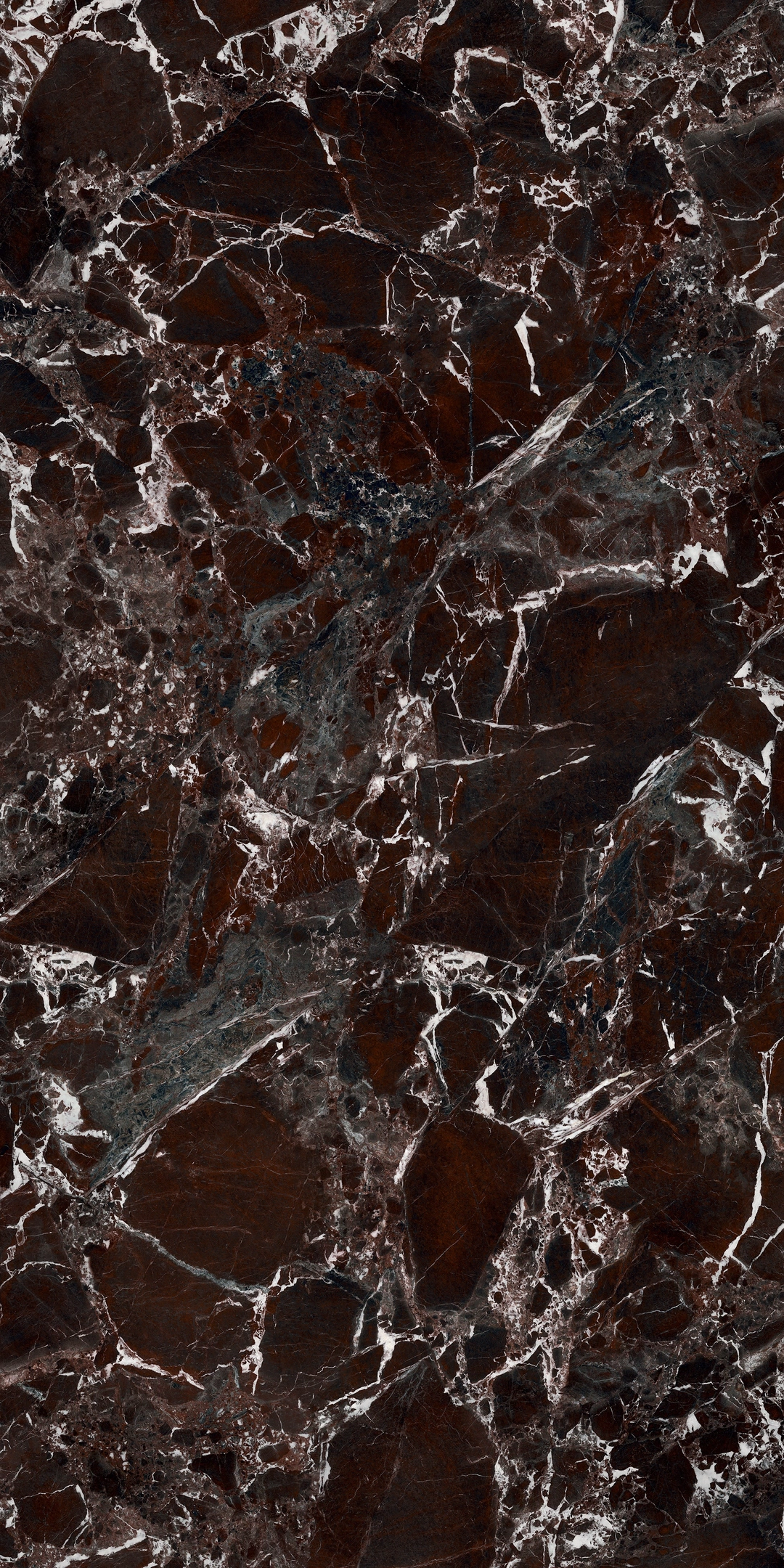 Florim Baroque Red porselen plaka — bordo ve koyu kahverengi yüzey deseni